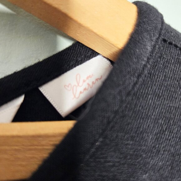 LC Lauren Conrad Black Soft Stretchy Keyhole Blouse L - Picture 7 of 8